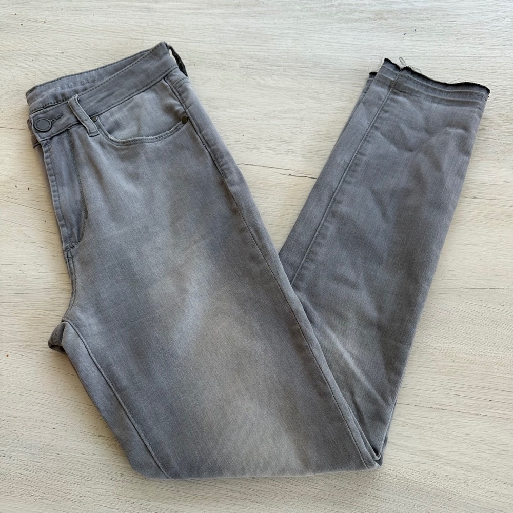 Articles of Society Womens Grey Wash Skinny Jeans Raw Hem Distressed Size 28